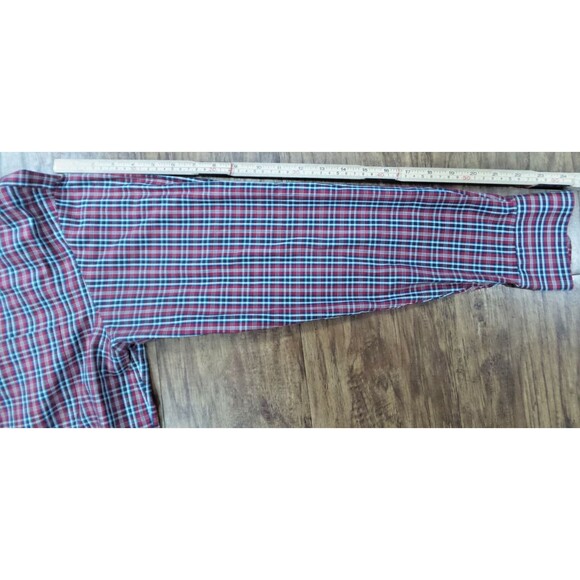 Lands End Shirt Mens Medium Blue Red Plaid Long Sleeve Button Front - Picture 10 of 12